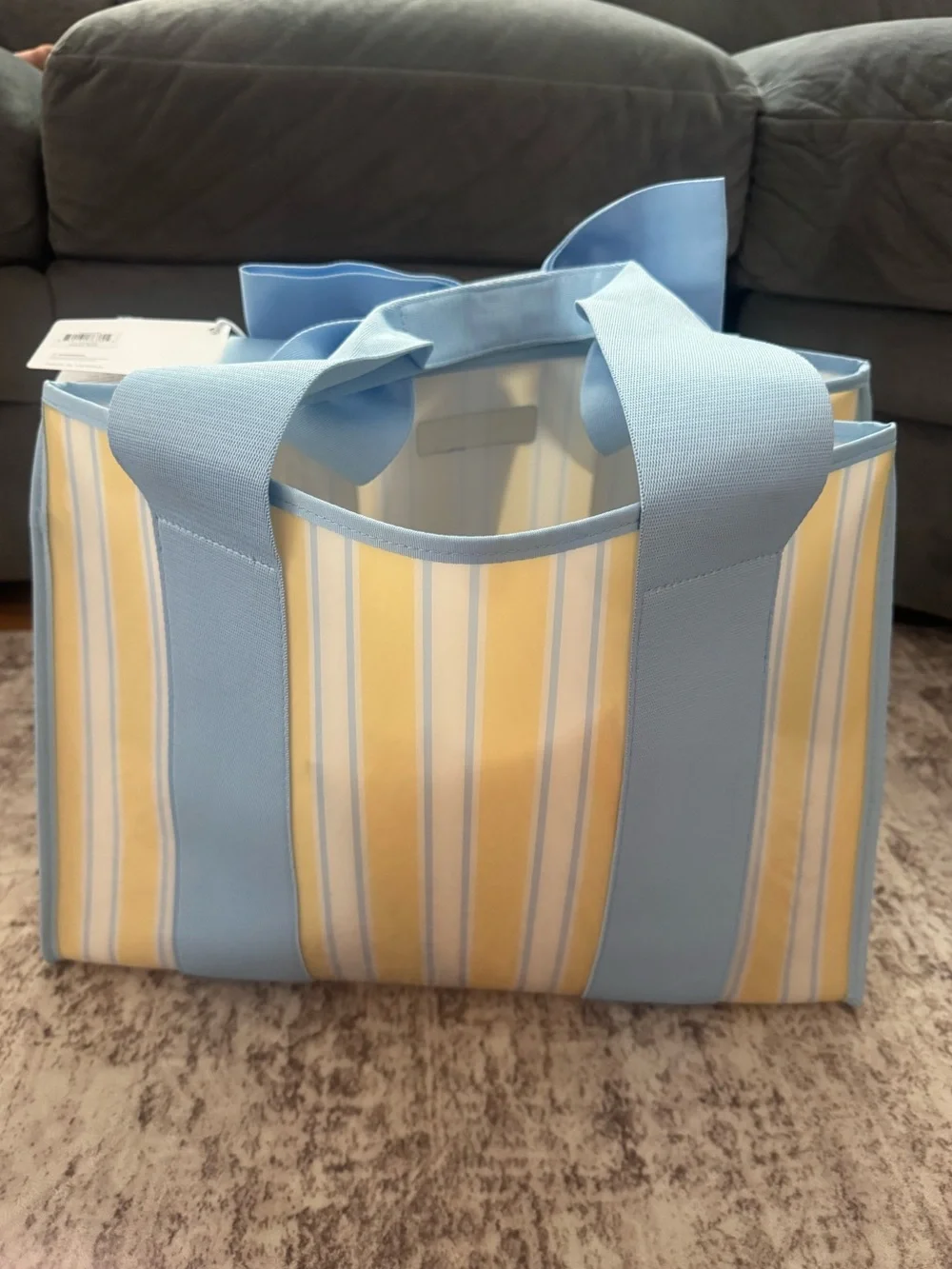 Case-Mate Blue & Yellow “Striped Cabana” Tote Organizer. NEW WITH TAGS